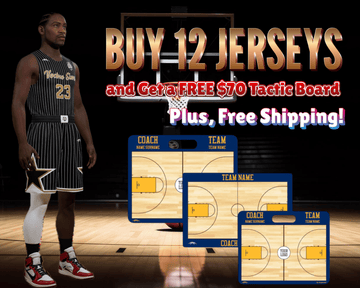 "Buy 12 Jerseys and Get a FREE $70 Tactic Board!" Plus, Free Shipping!"